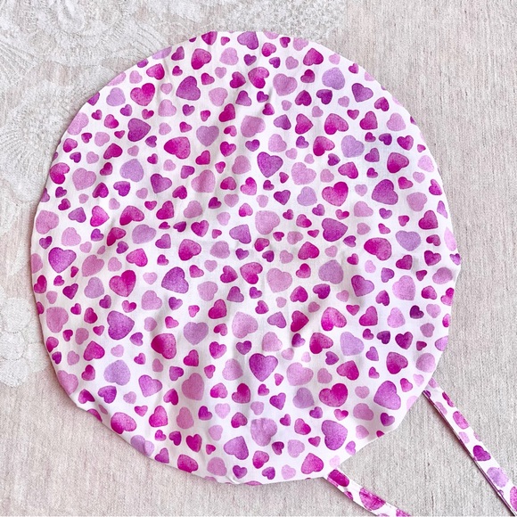 NEW Blue Sky Scrubs “Cherry Hearts” Poppy Bouffant Surgical Scrub Cap Hat Bonnet - Picture 4 of 5